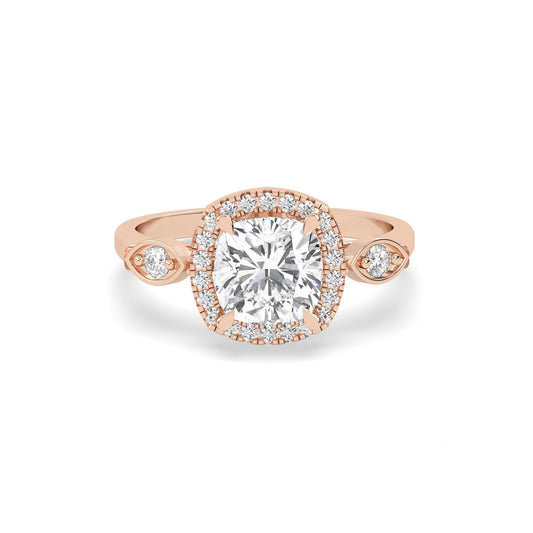 2 Ct Cushion Halo Lab Grown Diamond Ring