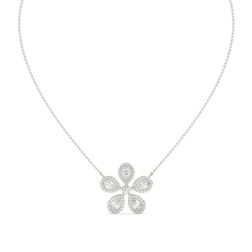 Lab Grown Diamond Necklace – Floral – 925 Silver