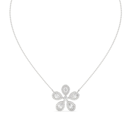 Lab Grown Diamond Necklace – Floral – 925 Silver