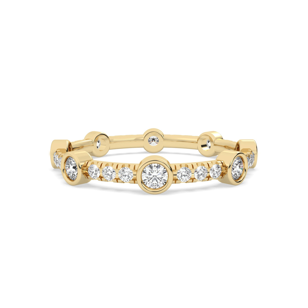 Vega stackable lab grown diamond ring in gold vermeil sterling silver, front view