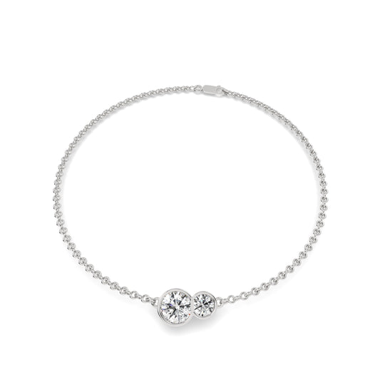 white gold 1.3 carat Luire Round Duet Bezel Bracelet