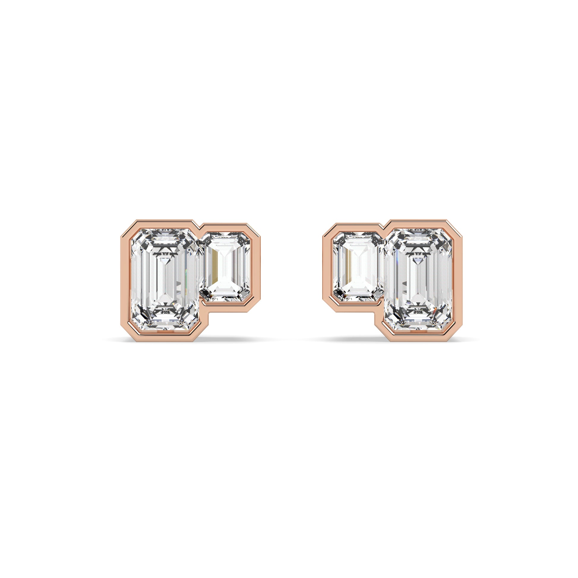 womens Glimmen Emerald Bezel Double Studs in earrings