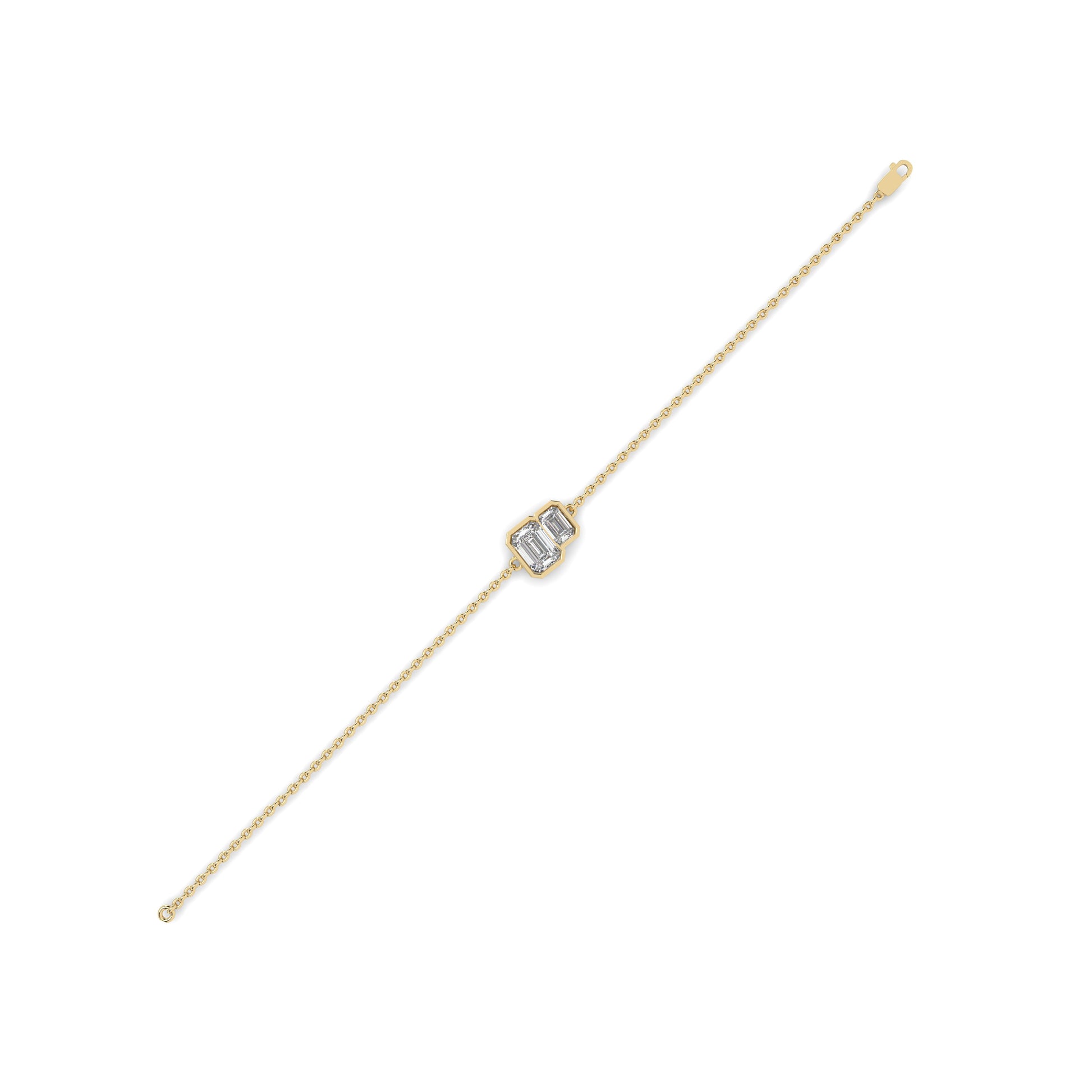 womens Glimmen Emerald Duet Bezel Bracelet in labd diamonds