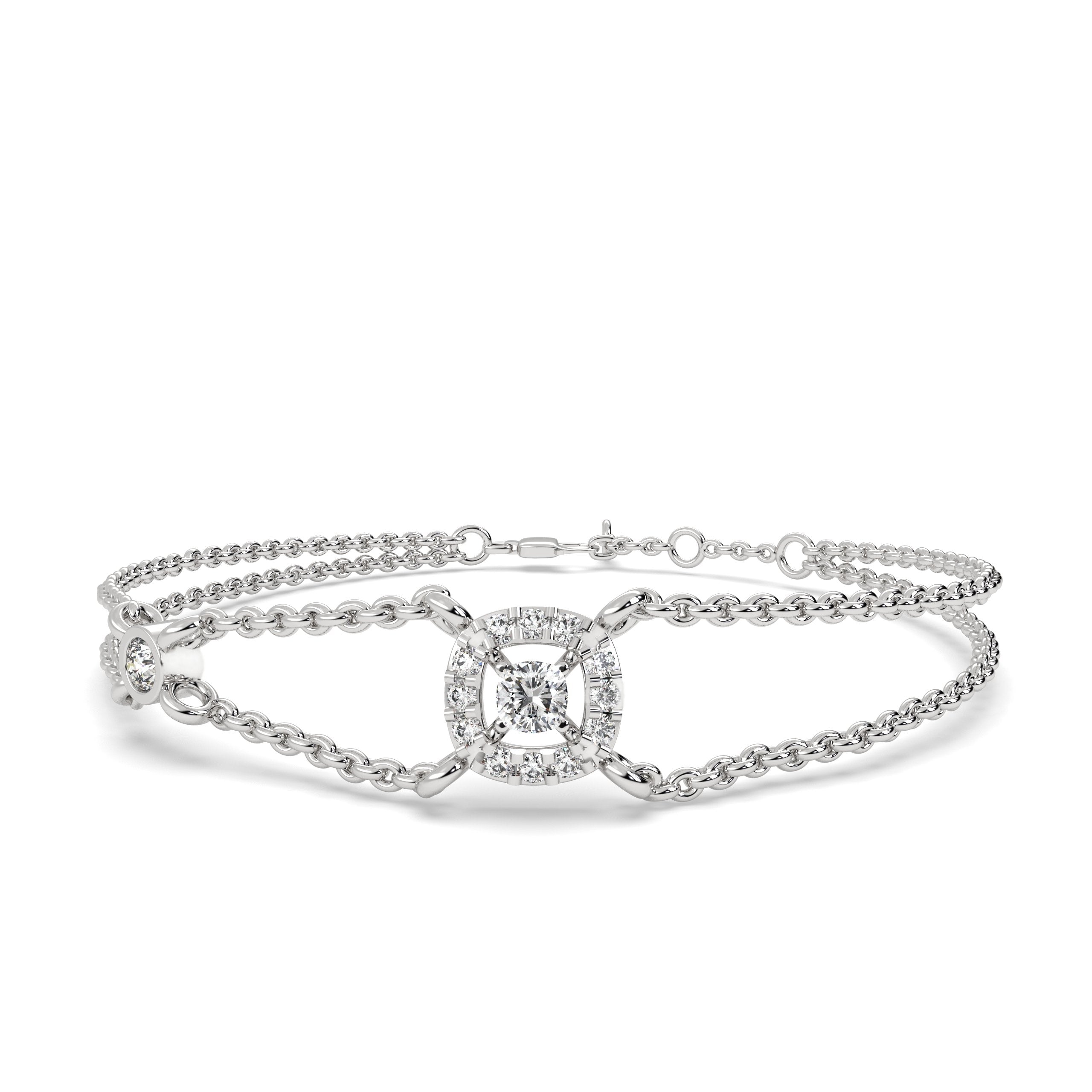 0.33 Ct Cushion Halo Bracelet in white gold