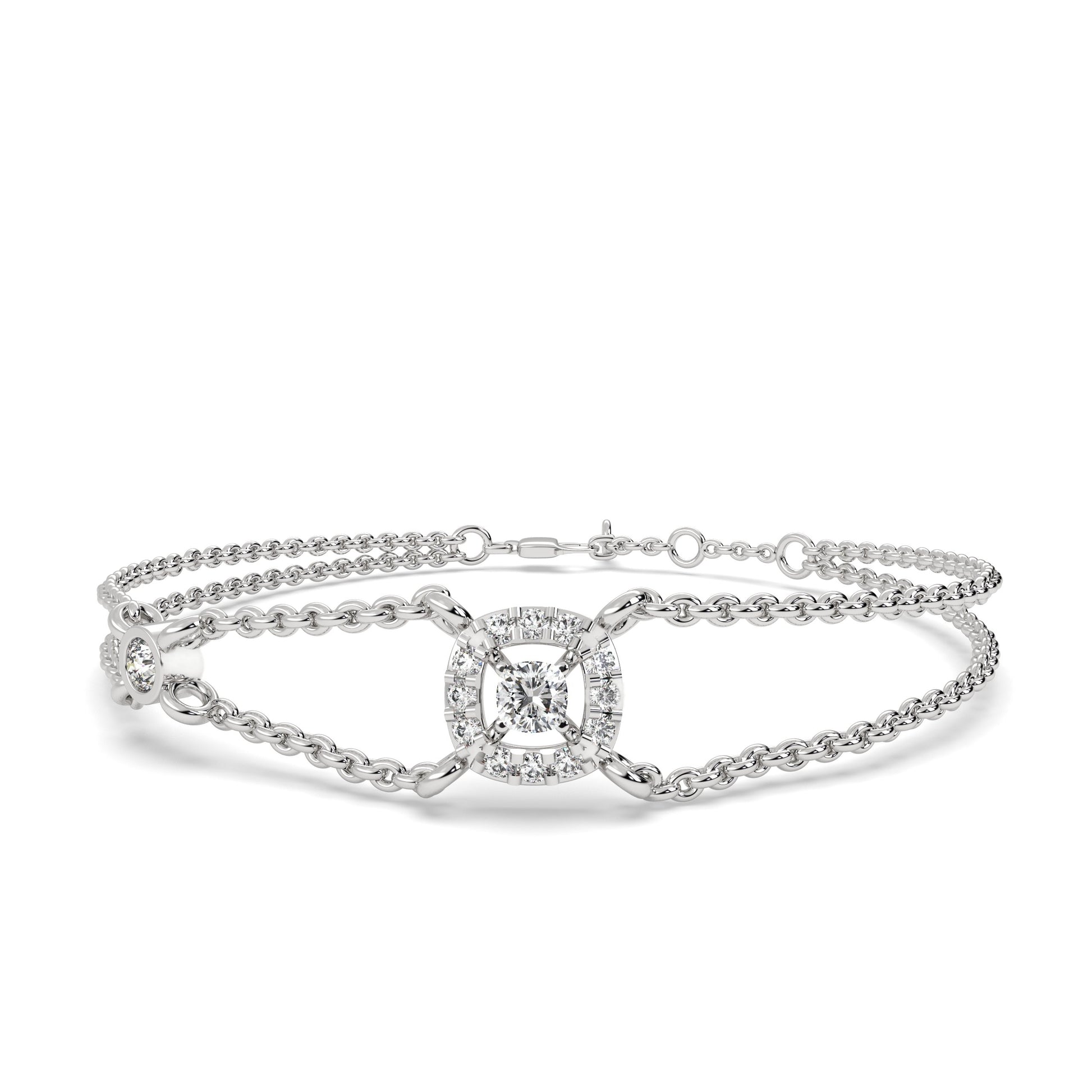 0.33 Ct Cushion Halo Bracelet in white gold