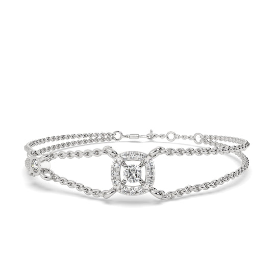 0.33 Ct Cushion Halo Bracelet in white gold
