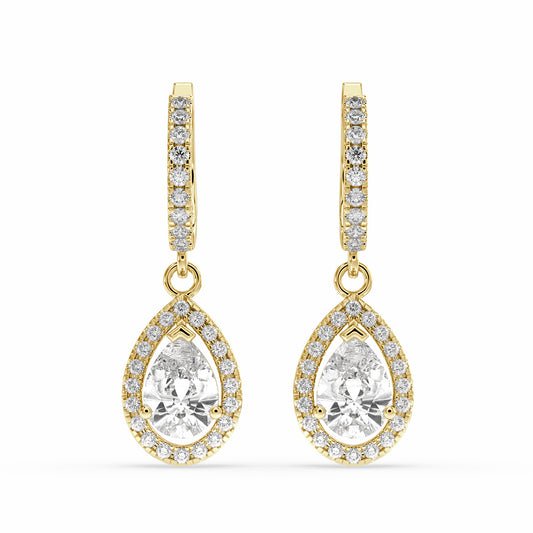 yellow gold heavy look womens Buraq Pear Drop Earring