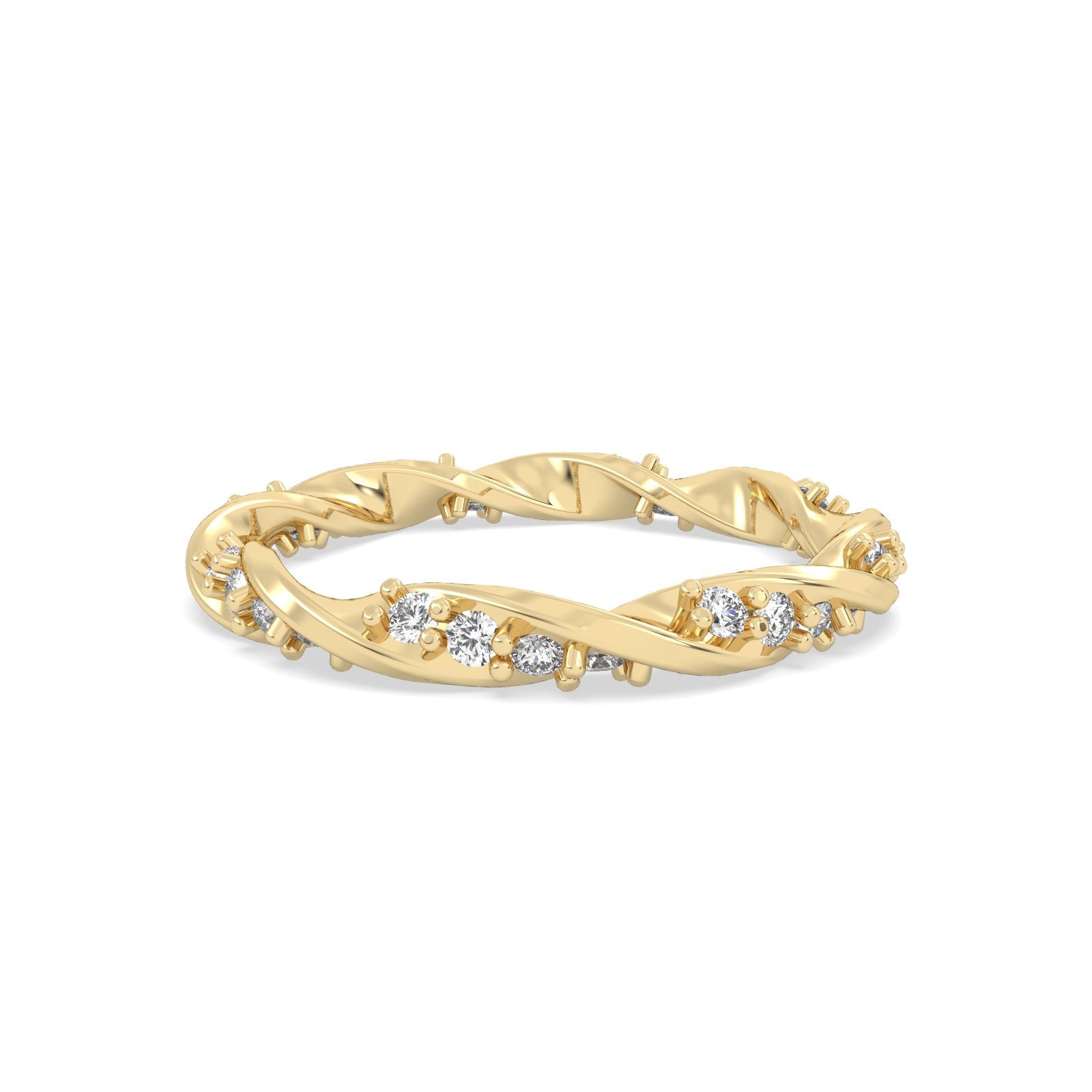 yellow gold stackable twisting band