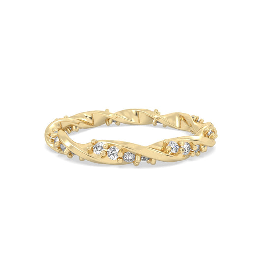 yellow gold stackable twisting band
